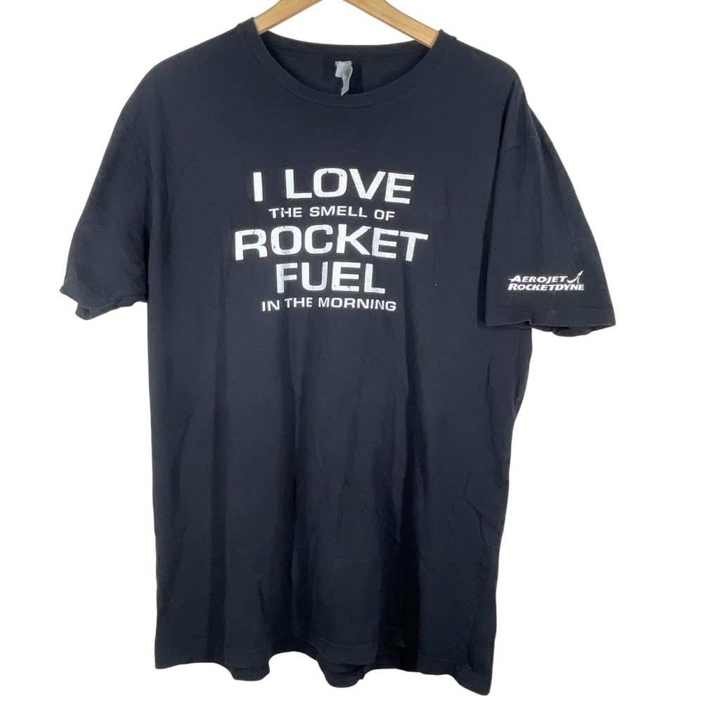 Aerojet Rocketdyne I Love The Smell Of Rocket Fuel Graphic T-Shirt Mens XL Black
